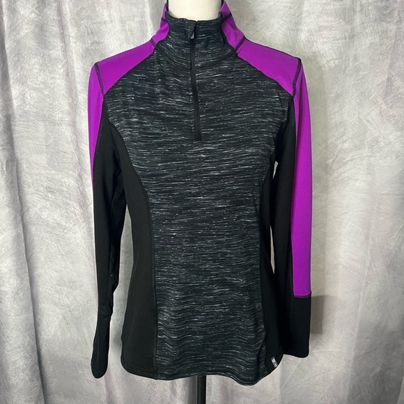 Active Life Tops - 90 Degree by Reflex Active Life Black, Plum & Heather Gray Long Sleeve 1/4 Zip